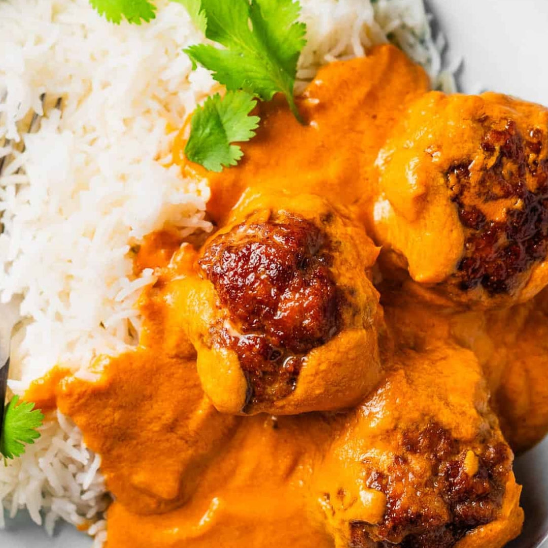 (Whitney School Lunch Wednesday) Carribean Coconut Curry Beef Meatballs with Basmati Rice