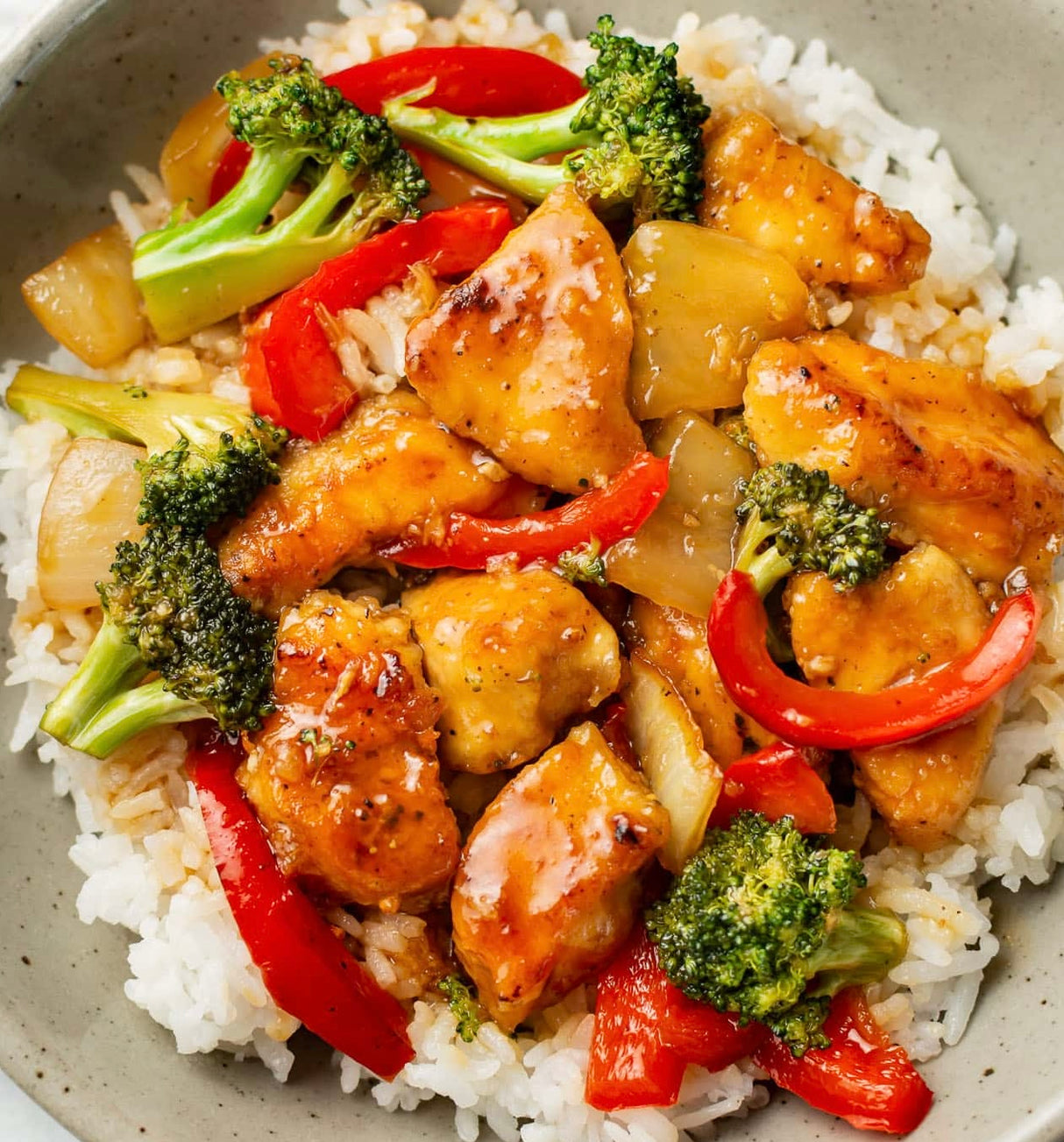 Hawaiian Pineapple Teriyaki Chicken and Mixed Vegetable Stir Fry (Gluten Free, Dairy Free, Not Spicy)